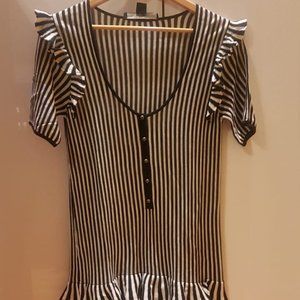 French Connection Black & White Sripe Dress